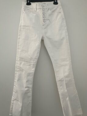 White High-Rise Button Up Jeans